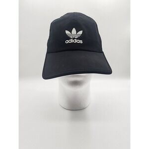 Unisex Adidas black white striped lightweight baseball cap hat‎ adjustable back
